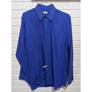 Calvin Klein Men's Royal Blue Long-Sleeve Button-Down Shirt Size 16 34/34